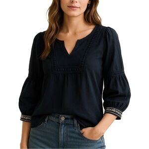 ABERCROMBIE & FITCH Cotton Mesh Embroidered Tunic